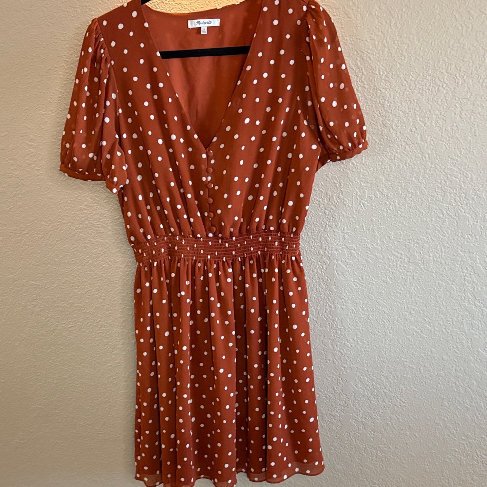 Madewell Smocked-Waist Mini Dress in Inkspot Dots